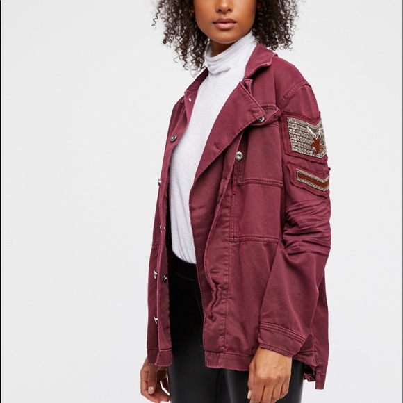 Free People Jackets & Blazers - Free people embellished military shirt jacket